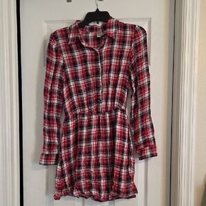 Mimi Chica Red and Black Plaid Long Sleeve Dress